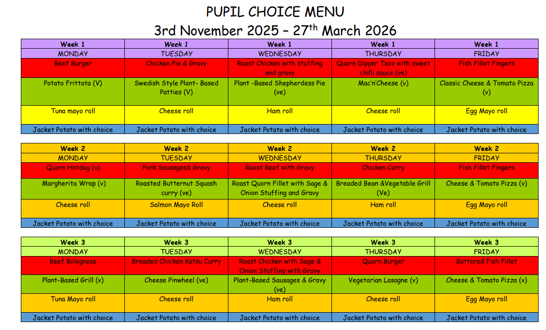 School Menu 2025/2026